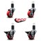 Service Caster 3'' Red Poly Wheel Swivel 1-5/8'' Expanding Stem Caster Set 2 Brakes, 4PK SCC-EX20S314-PPUB-RED-2-PLB-2-158 - alternate 5